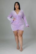 Pick Her Up+ - Velvet Drawstring Mini Dress