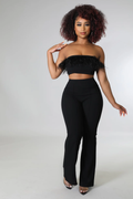 Fancy Feathers - 2 Piece Black Pants Set