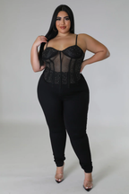 Knotty Sheer+ - Black Crystal Corset Top