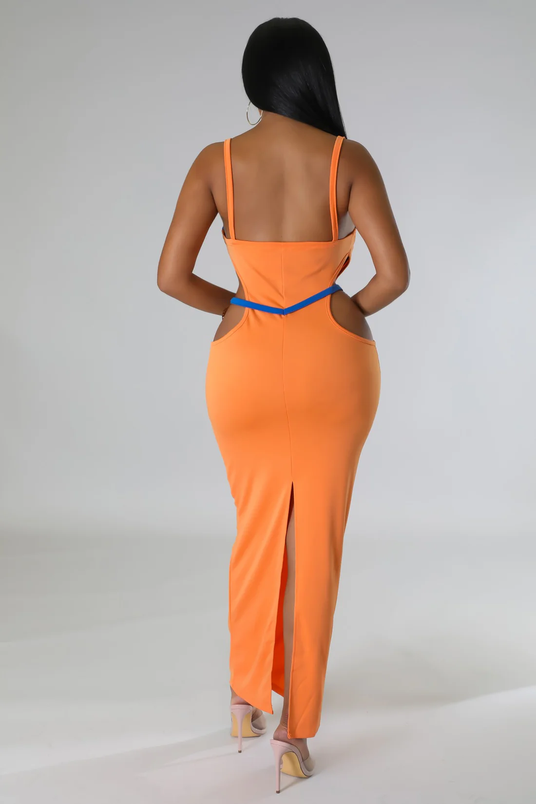 Heartless Cutout Maxi Dress - Orange
