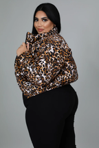 Puff Leopard Crop Jacket+ - Chocolate