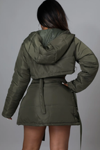 Conservative, Still Her! - Green Puffer Skirt 2 Piece Set
