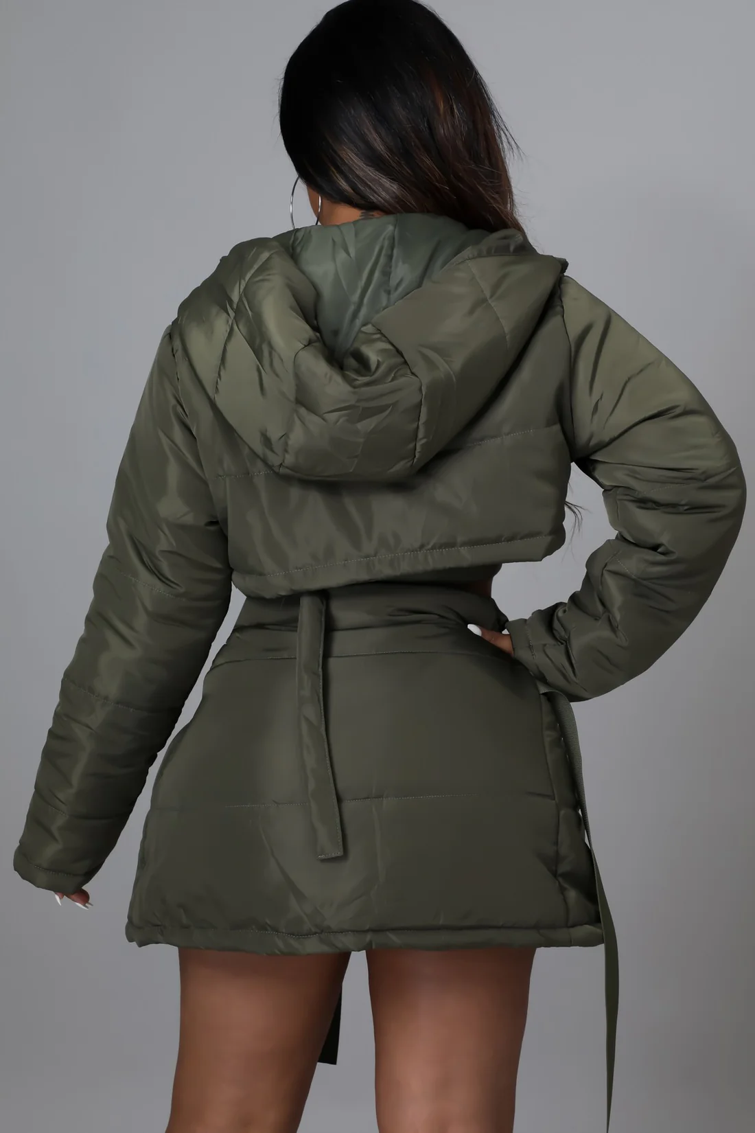 Conservative, Still Her! - Green Puffer Skirt 2 Piece Set