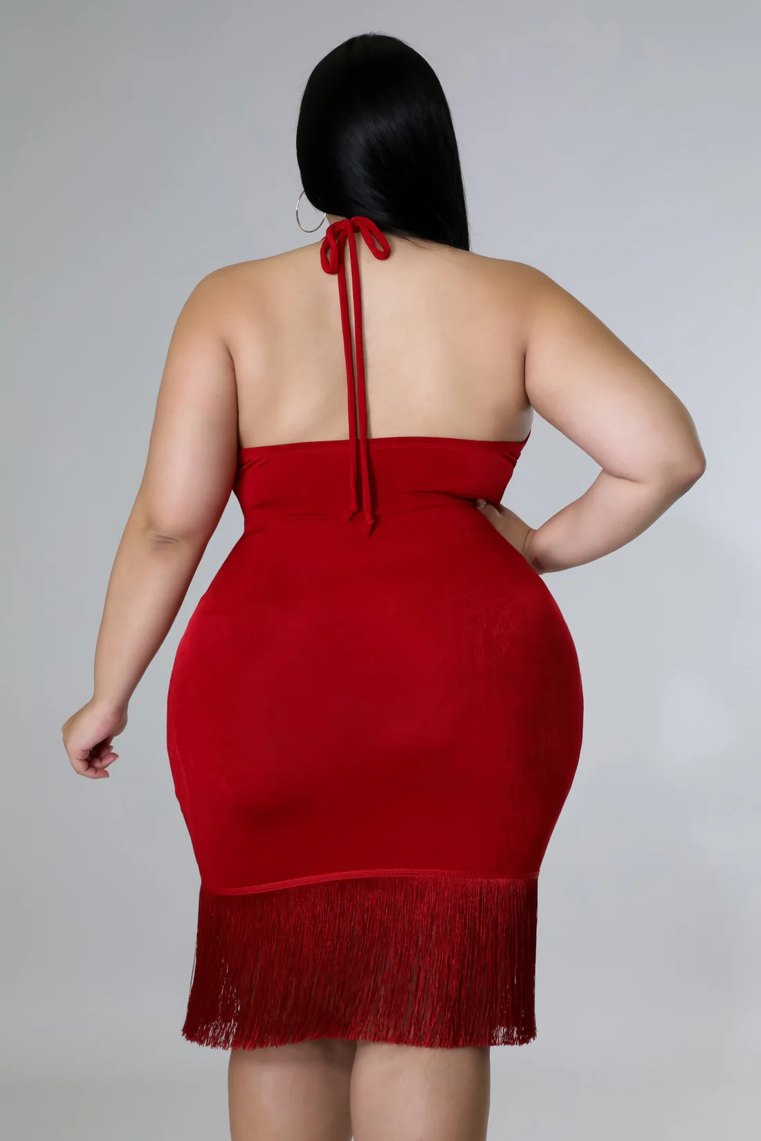 Take A Pic+ - Tassel Halter Midi Dress