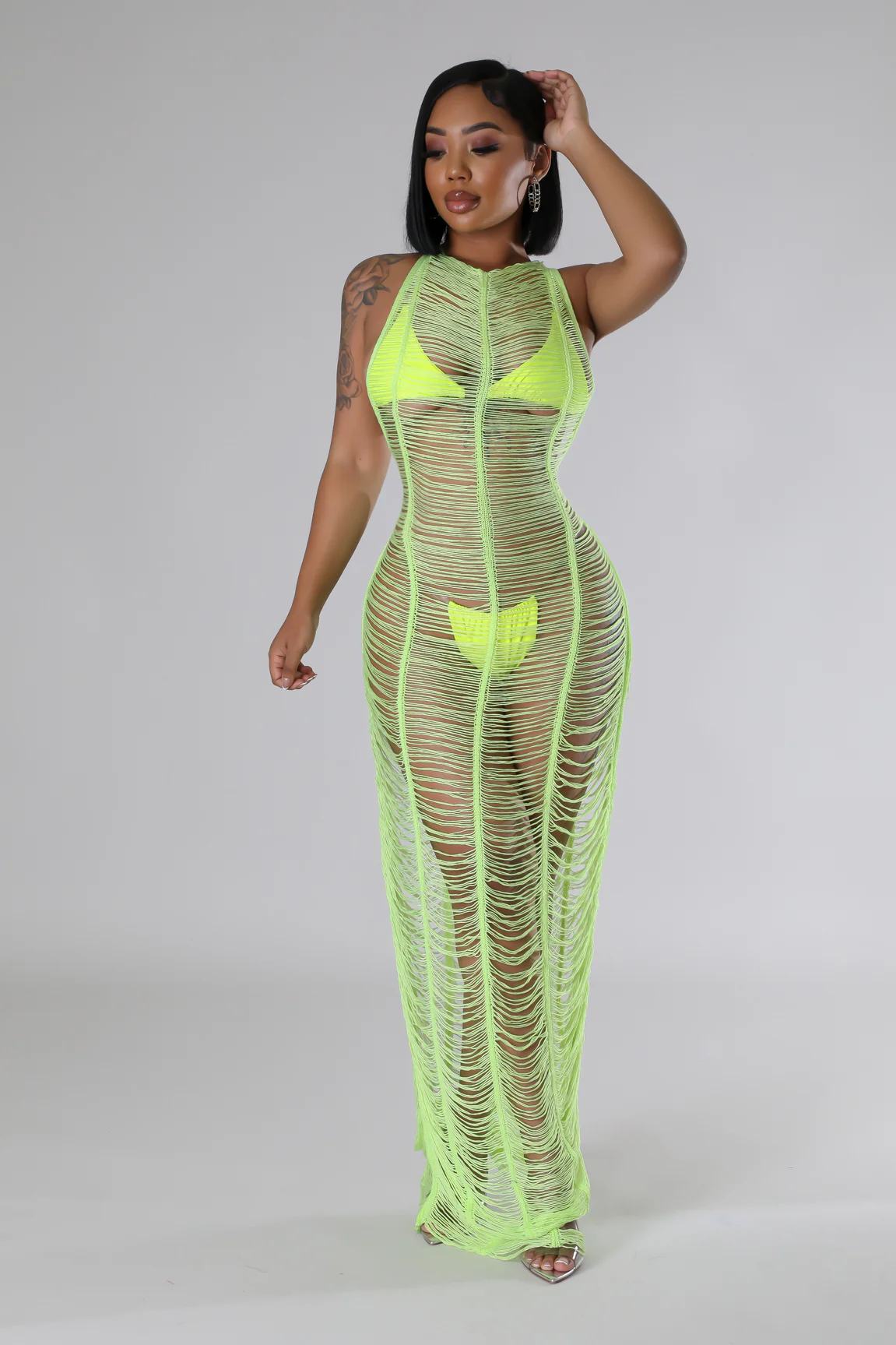 Show Me Off, I'm Her! - Lime Green Swimsuit Cover Up