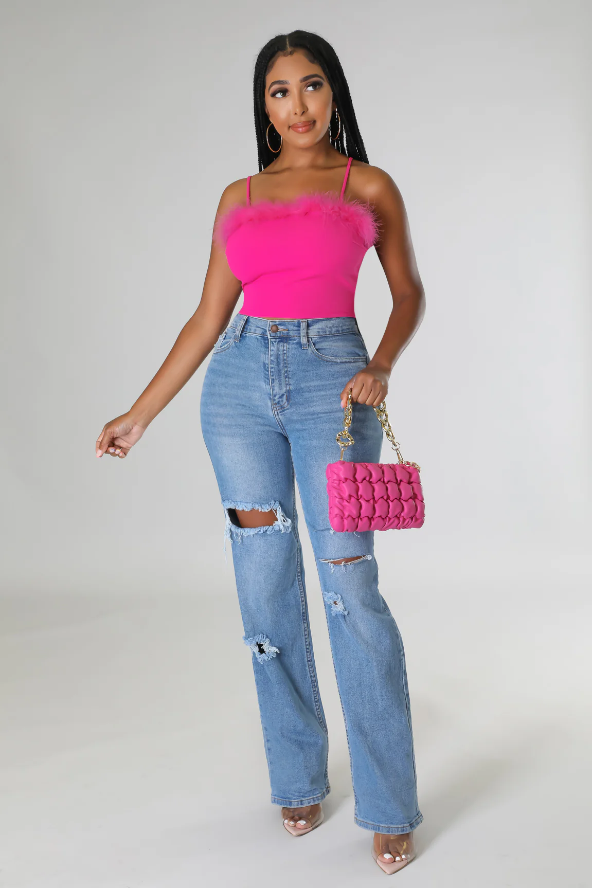 Boujee Me Errryday - KT Fur Crop Top