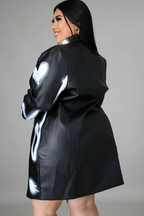 Graffiti Faux Leather Jacket+ - Black