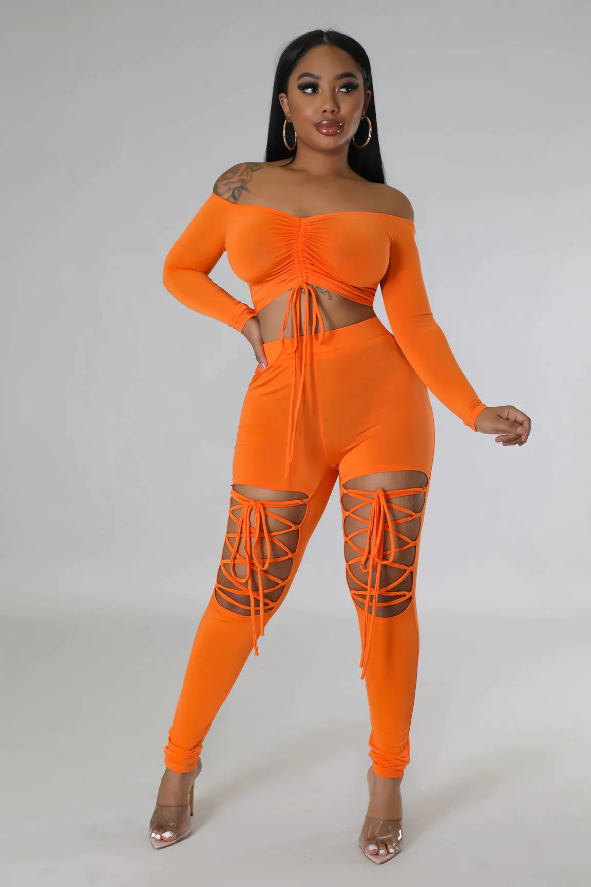 Tied up, I'm Her - 2 Piece Laced Pants Set
