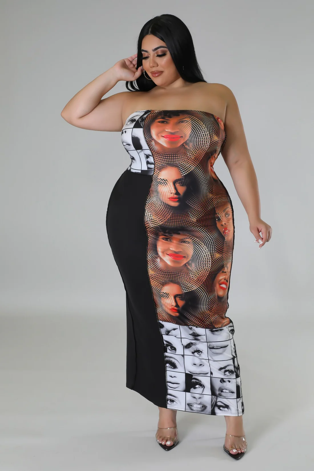 Faces+ - Strapless Black Maxi Dress