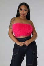 U C ME - Faux Fur Pink Tube Top