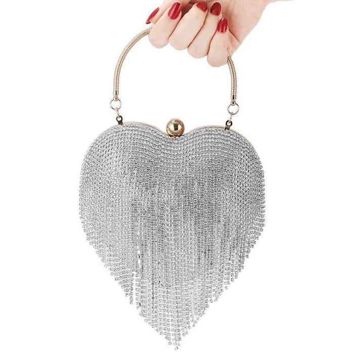 Steel Heart - Dripping Rhinestone Clutch