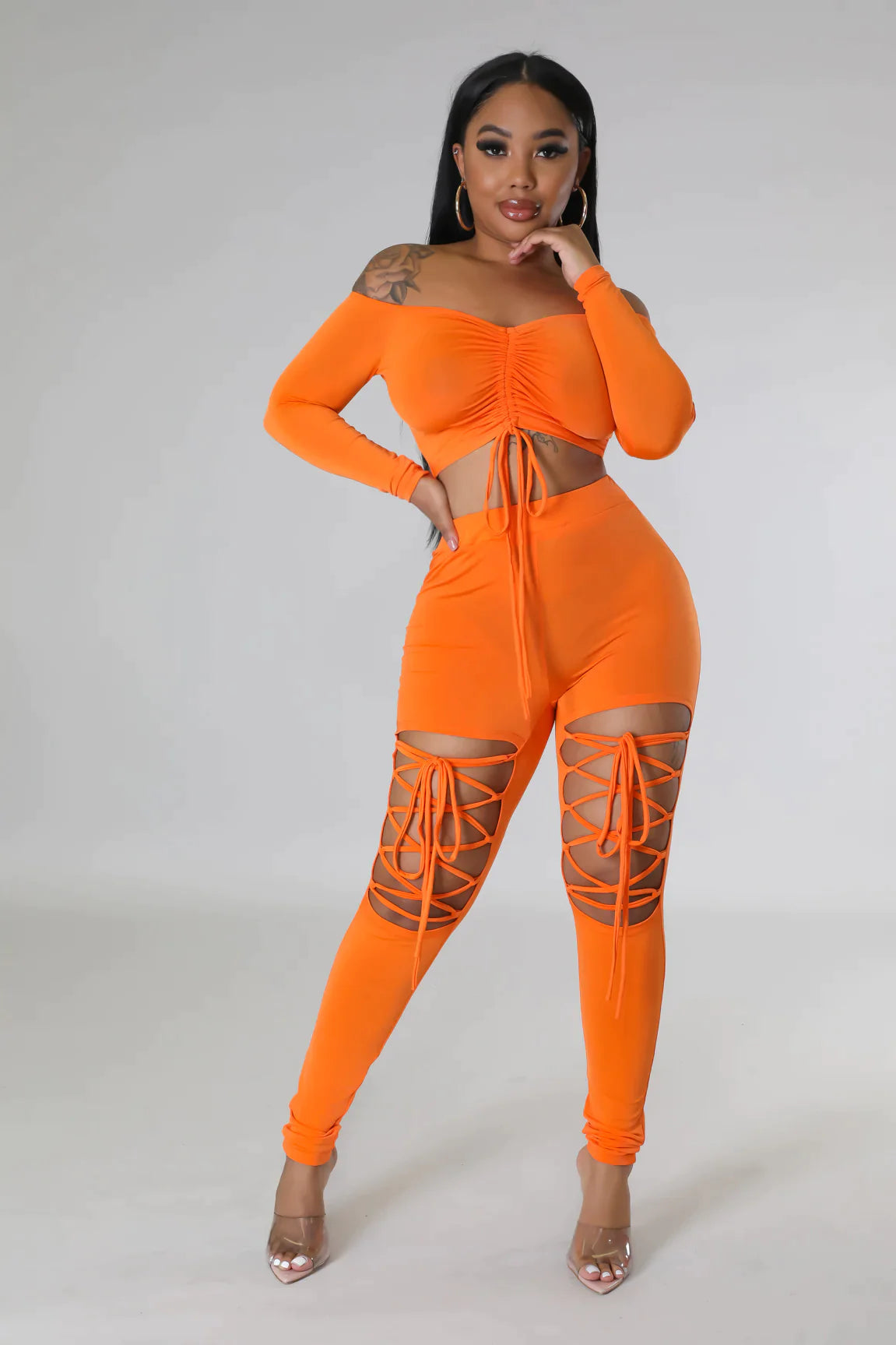 Tied up, I'm Her - 2 Piece Laced Pants Set