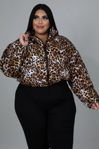 Puff Leopard Crop Jacket+ - Chocolate