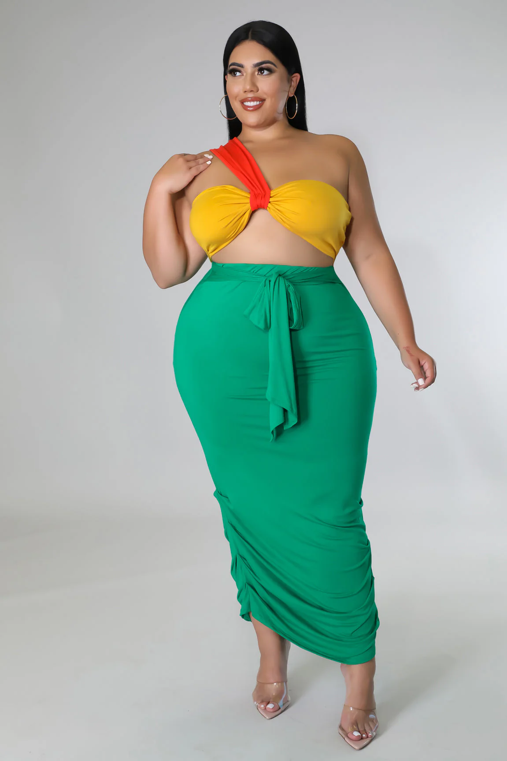 1 Shoulder Lover+ - Maxi Skirt Set