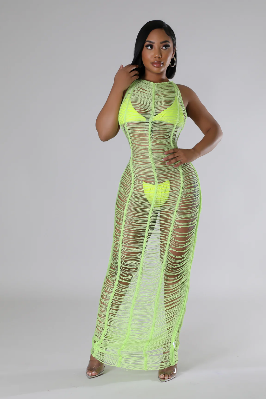 Show Me Off, I'm Her! - Lime Green Swimsuit Cover Up