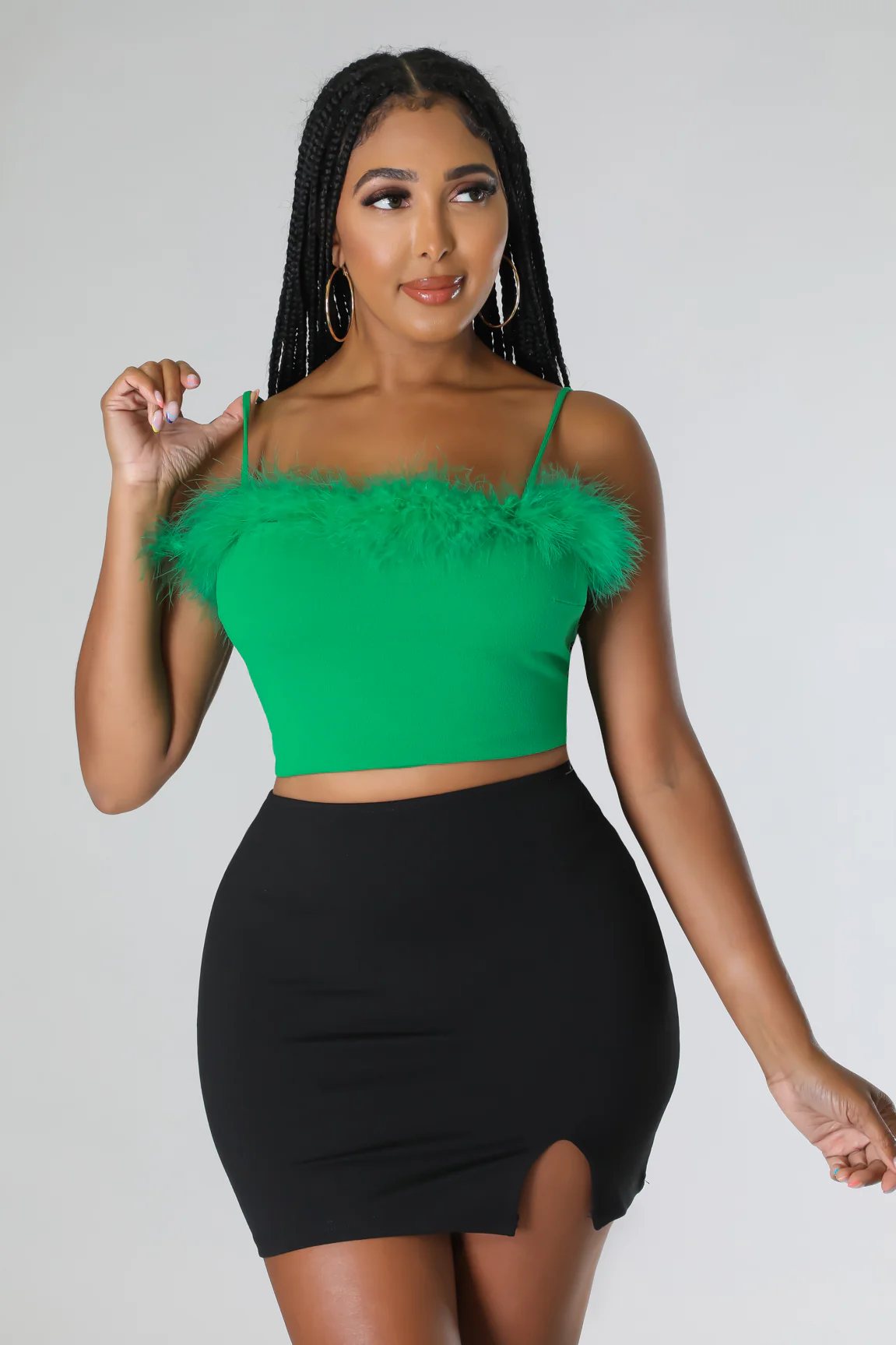 Boujee Me Errryday - KT Fur Crop Top