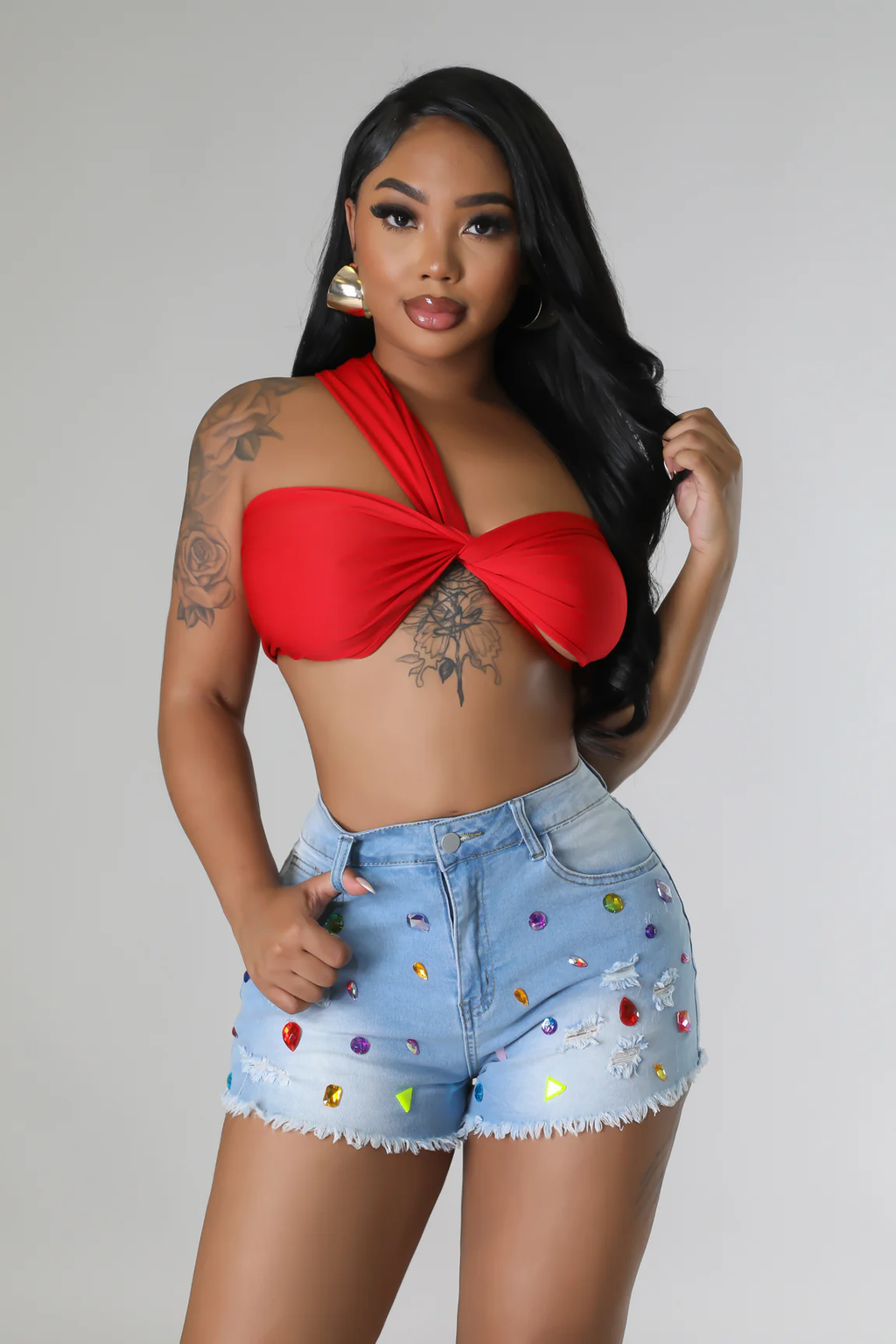 Antidote - Light Blue Denim Shorts