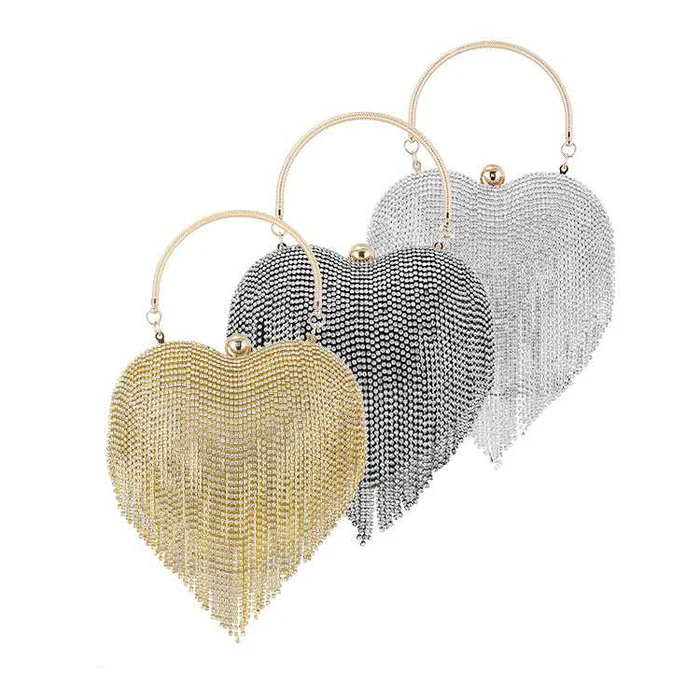 Steel Heart - Dripping Rhinestone Clutch