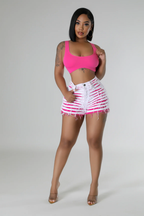 Hidden Secrets - Denim Neon Pink Shorts