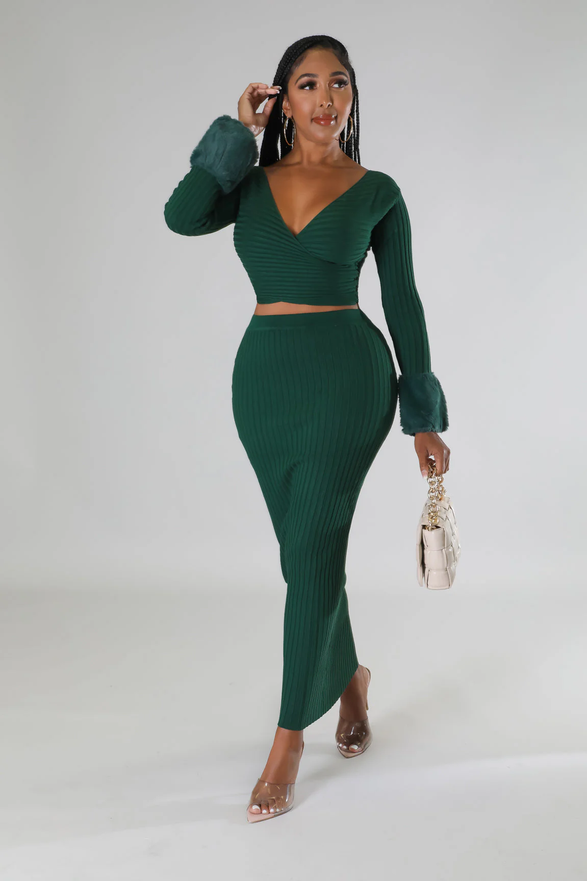 Cozy Vibes - Fur Skirt 2 Piece Set