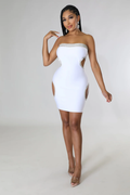Gett'n Money - White Cutout Crystal Mini Dress