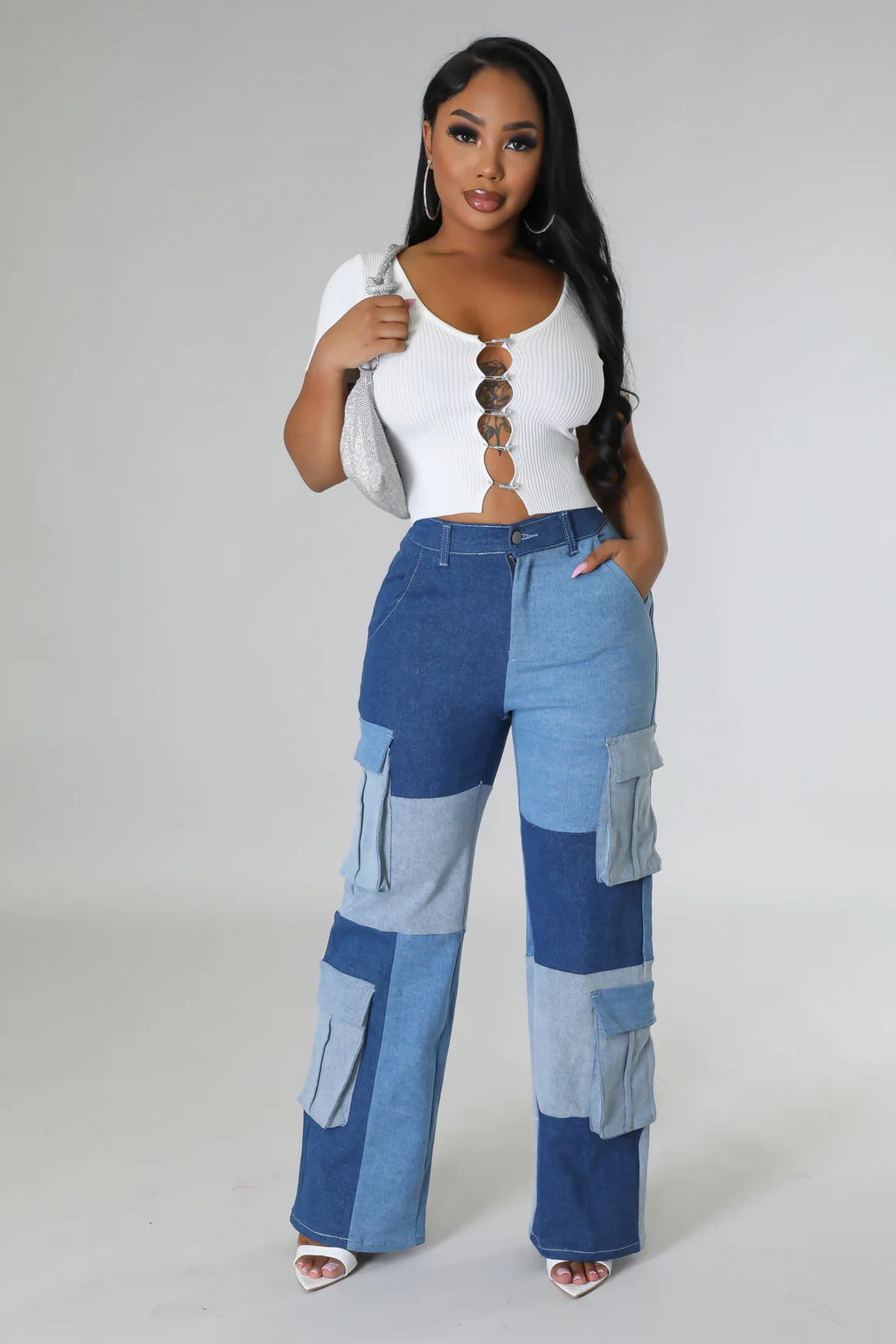 She Rrrady - Light Blue Patched Denim Jeans