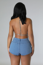 Born Like Dis - Light Blue Denim Shorts