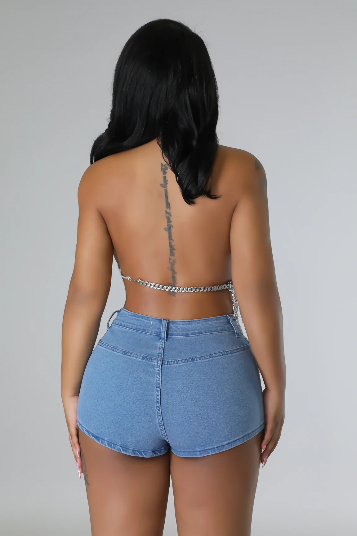 Born Like Dis - Light Blue Denim Shorts
