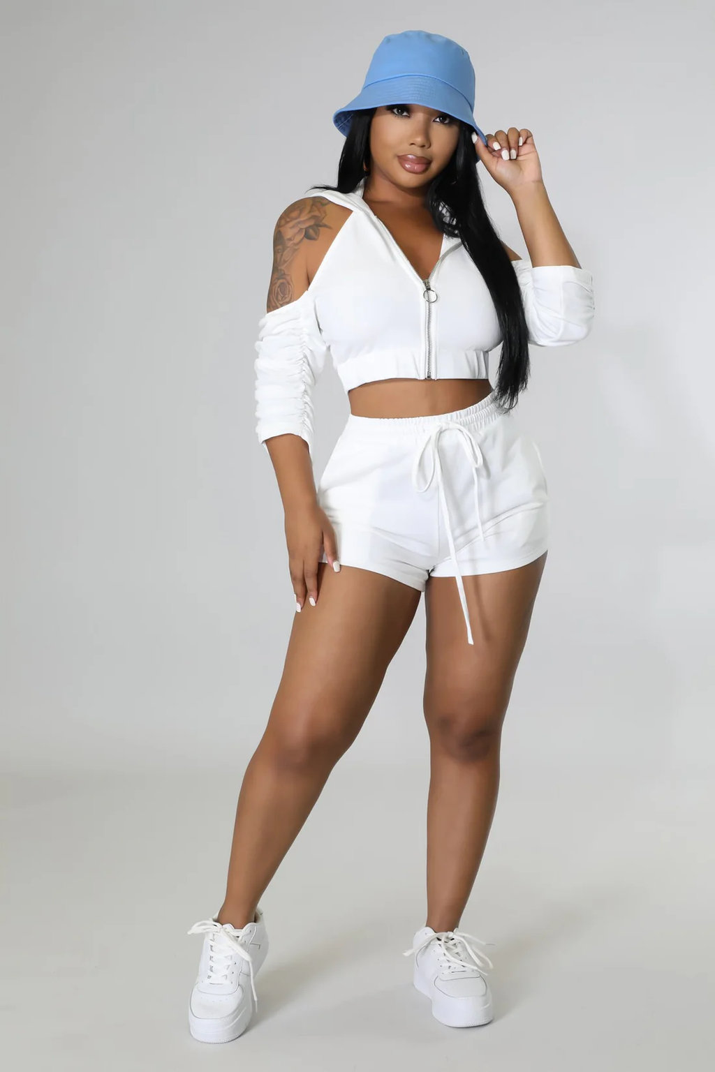 Feel'n It - 2 Piece Off White Cutout Short Set
