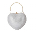 Hearted Rhinestone Clutch - Silver