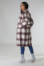 Cold Shoulder Trench Coat - Tweed Plaid