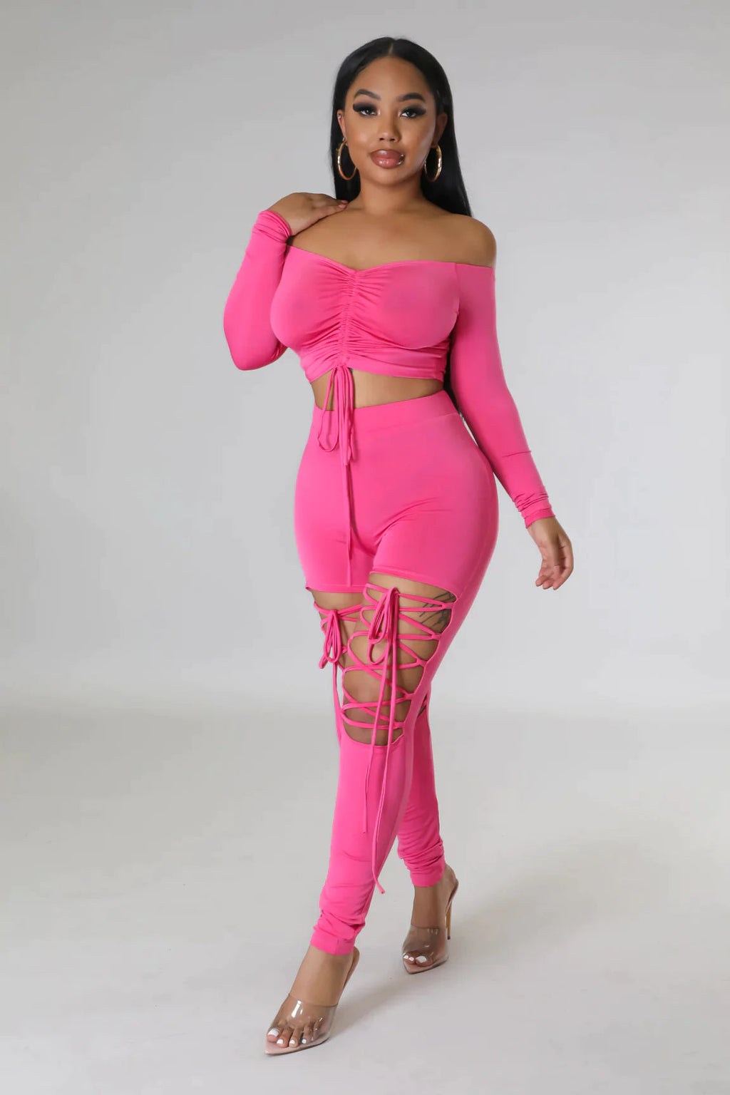 Tied up, I'm Her - 2 Piece Laced Pants Set