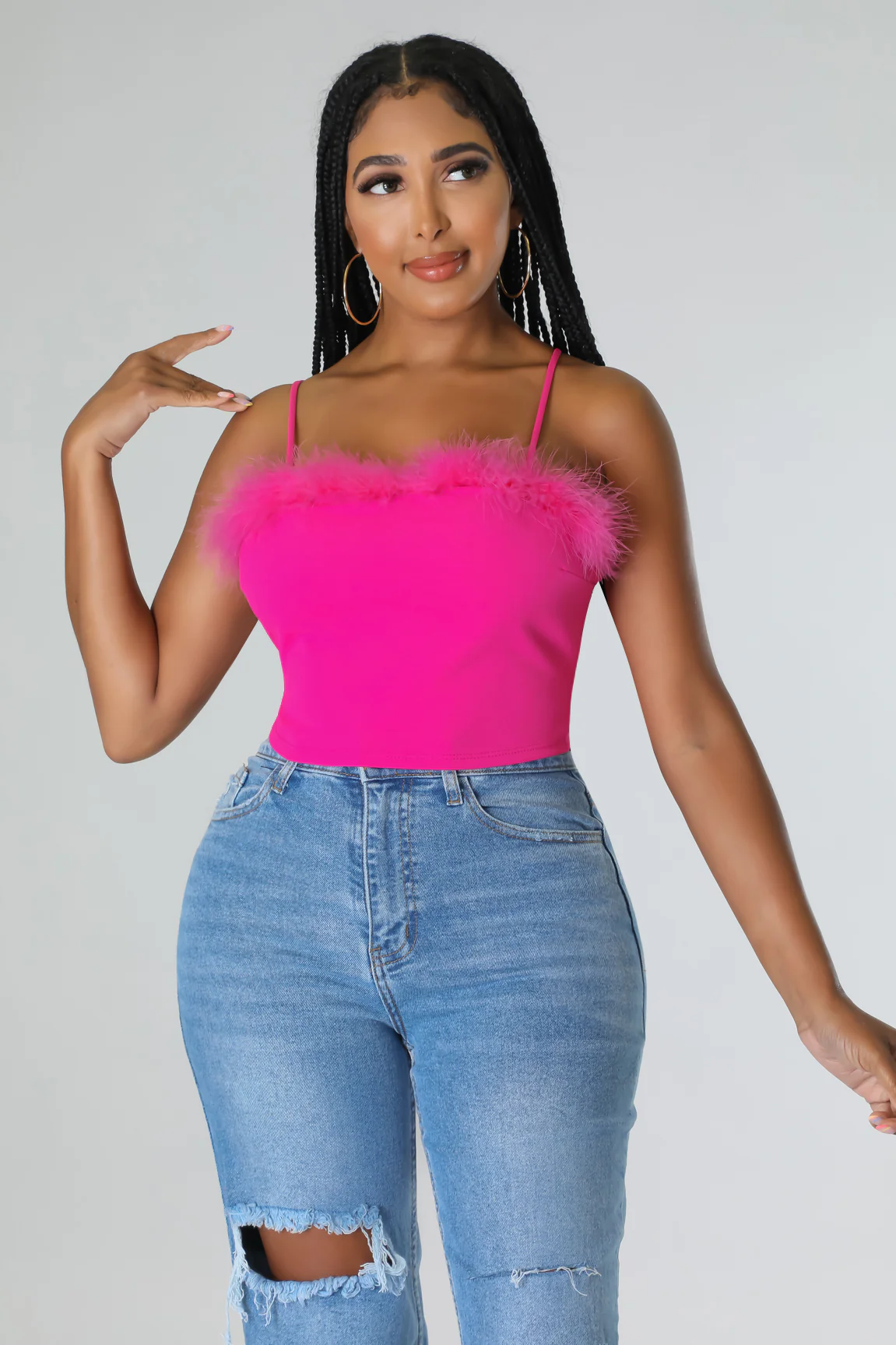 Boujee Me Errryday - KT Fur Crop Top
