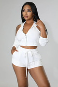 Feel'n It - 2 Piece Off White Cutout Short Set